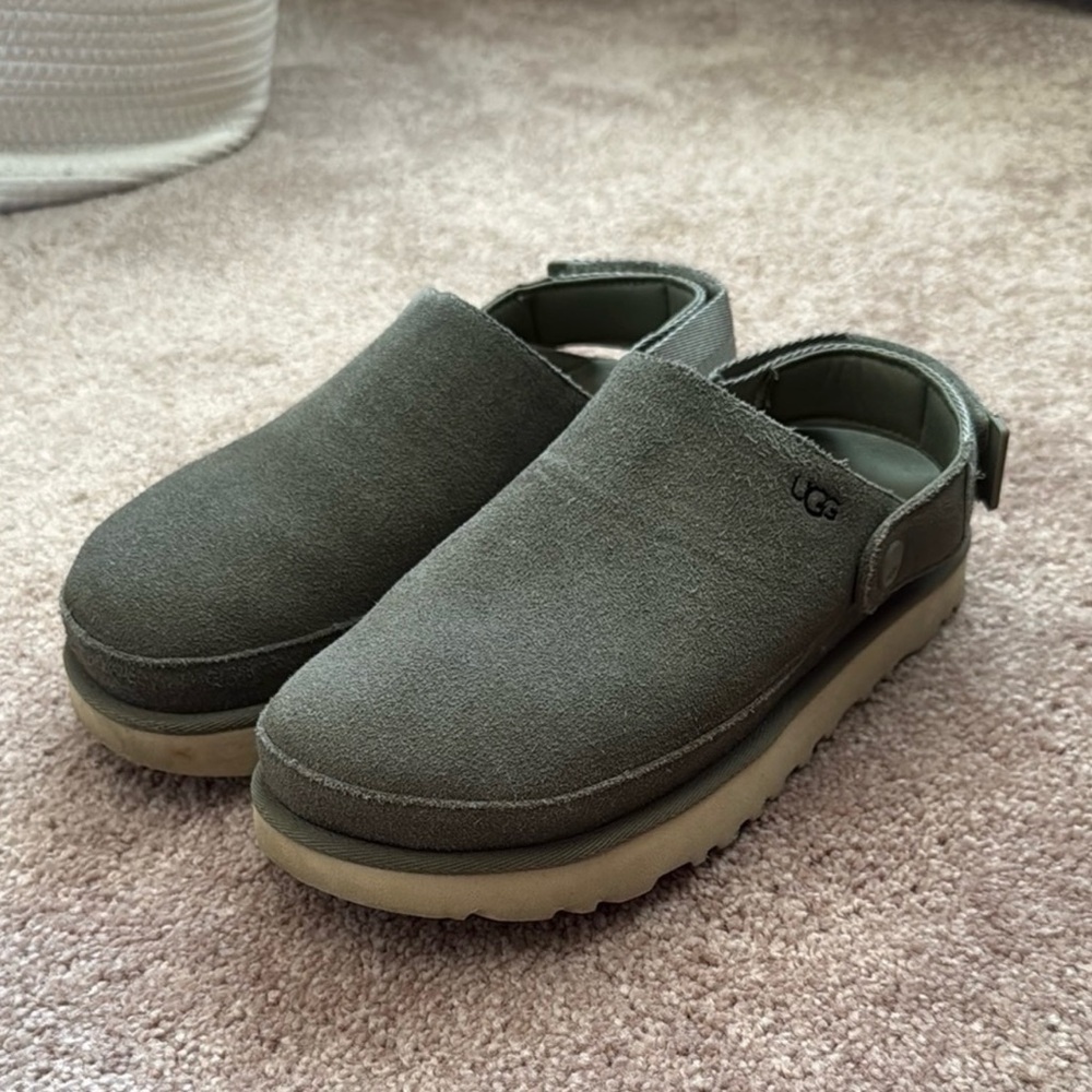 UGG Green Suede Slip-On Clogs